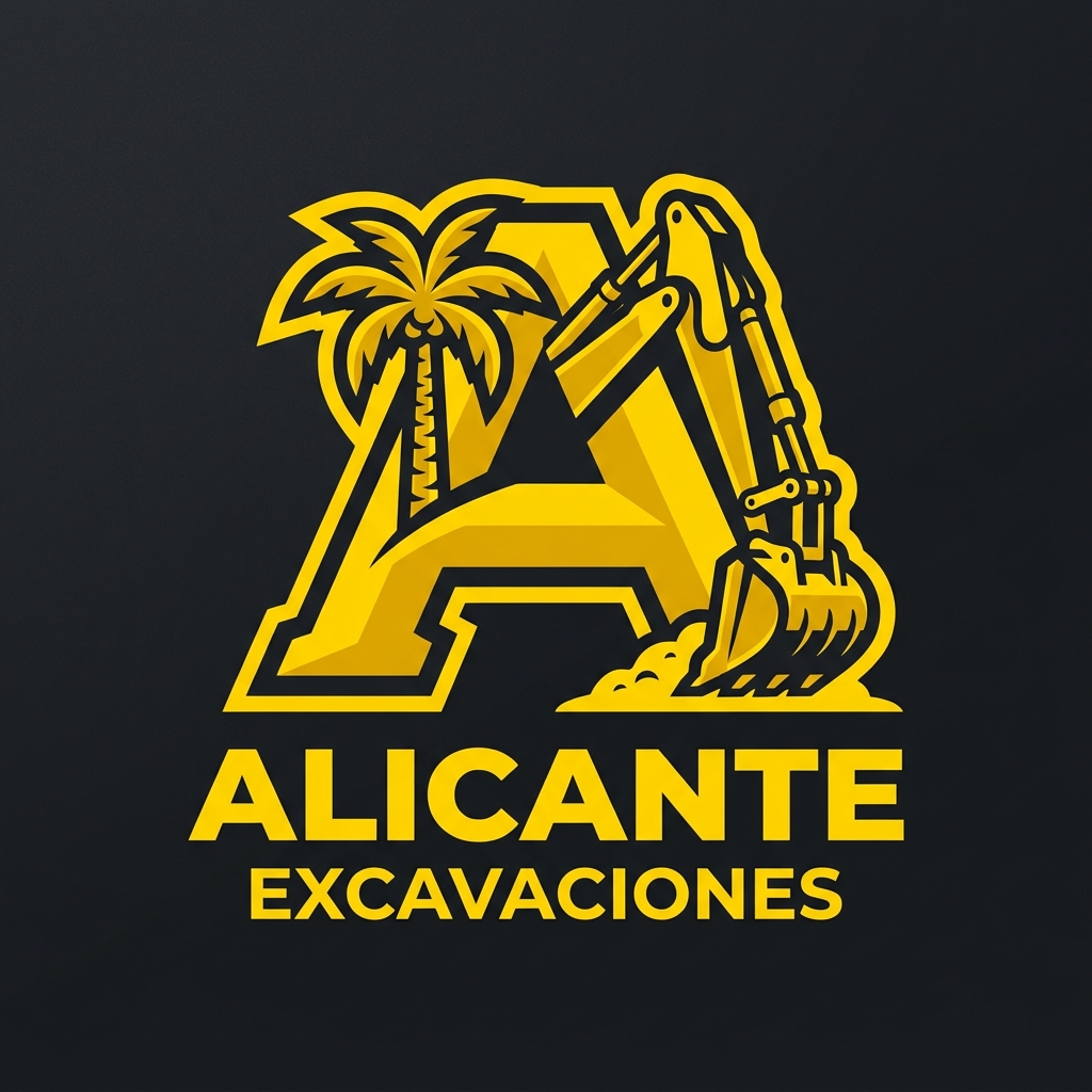 Logo Alicante Excavaciones A con Pala y Palmera